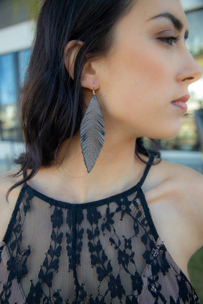 LOU Genuine Leather Feather Earrings in 50 Colors