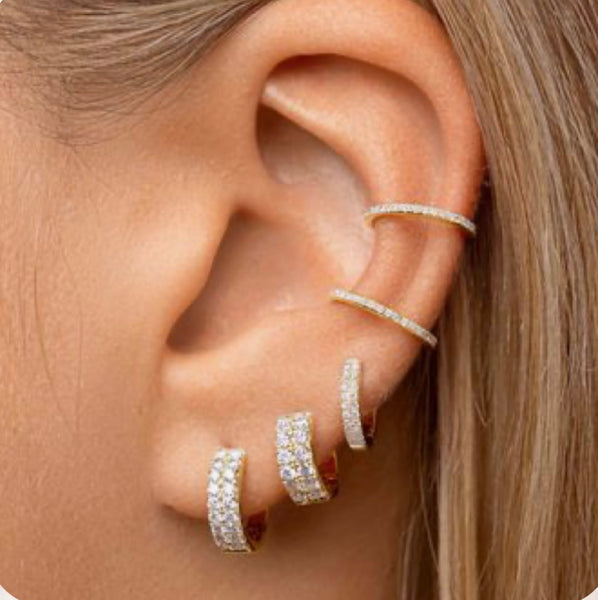 Celine Gold Filled CZ Huggie Ear Cuff Set of 2