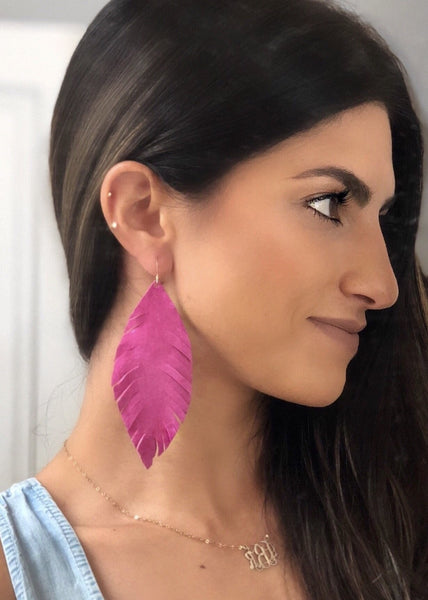 LOU Genuine Leather Feather Earrings in 50 Colors