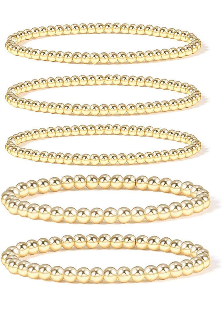 6MM Gold Beaded Stretch Heart Bracelets – Accessorize Me