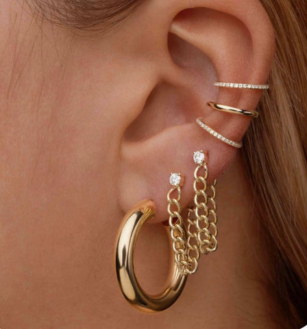 Celine Gold Filled CZ Huggie Ear Cuff Set of 2